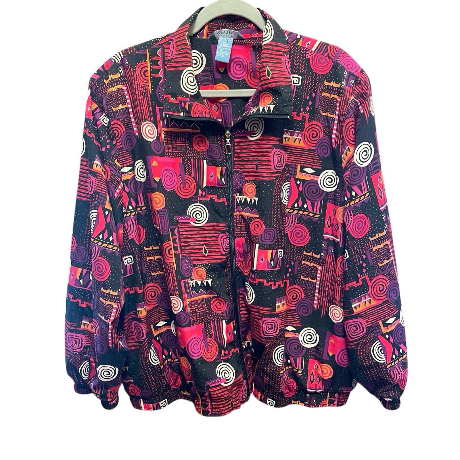 Vntg 80’s 90’s KORET SPORT Jacket Size 22W Colorful Geometric Shoulder Pads Coat