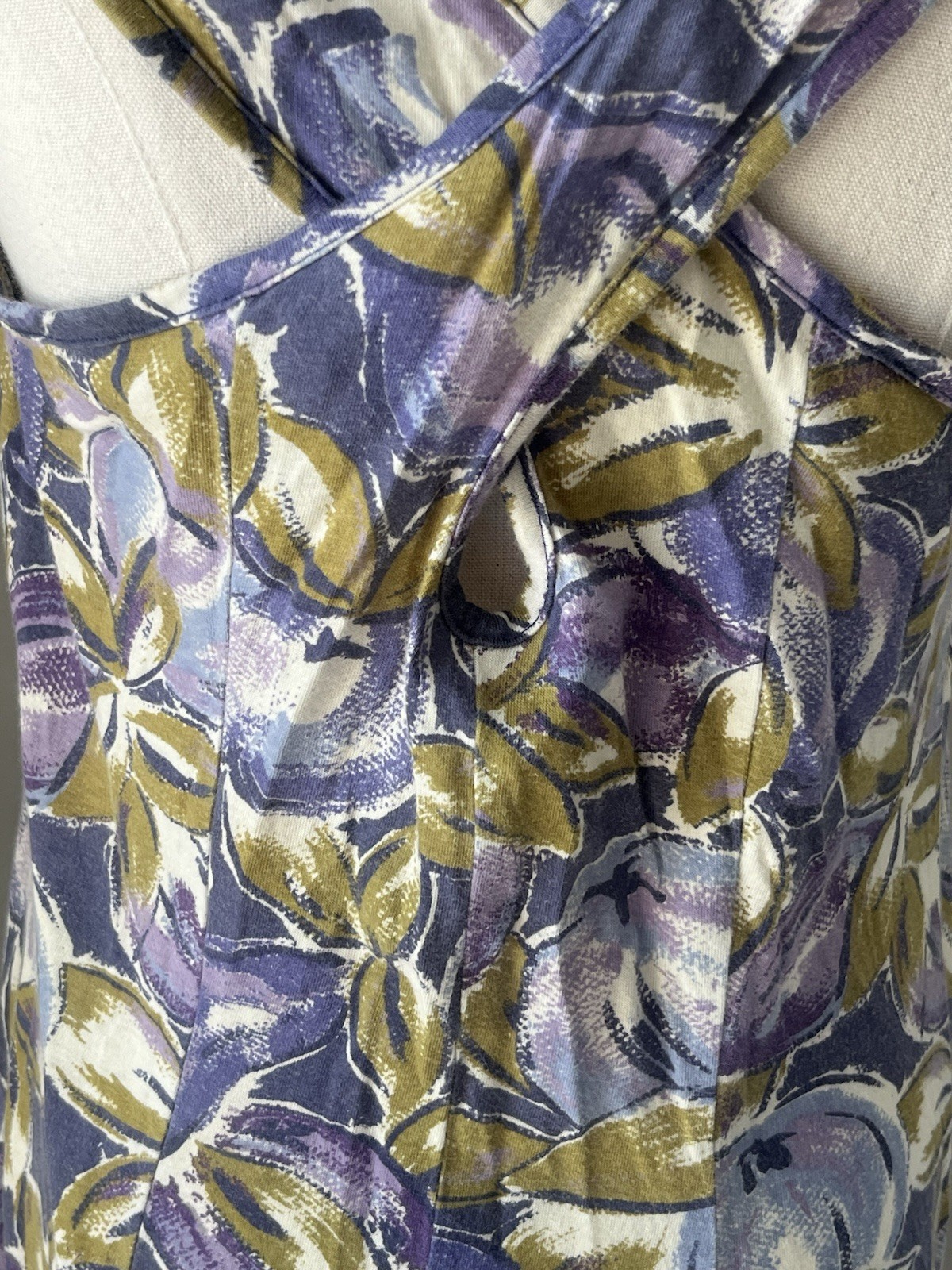 VTG Laura Ashley Italy 100% Cotton Knit Floral Maxi Dress 12 L 90s Cottagecore