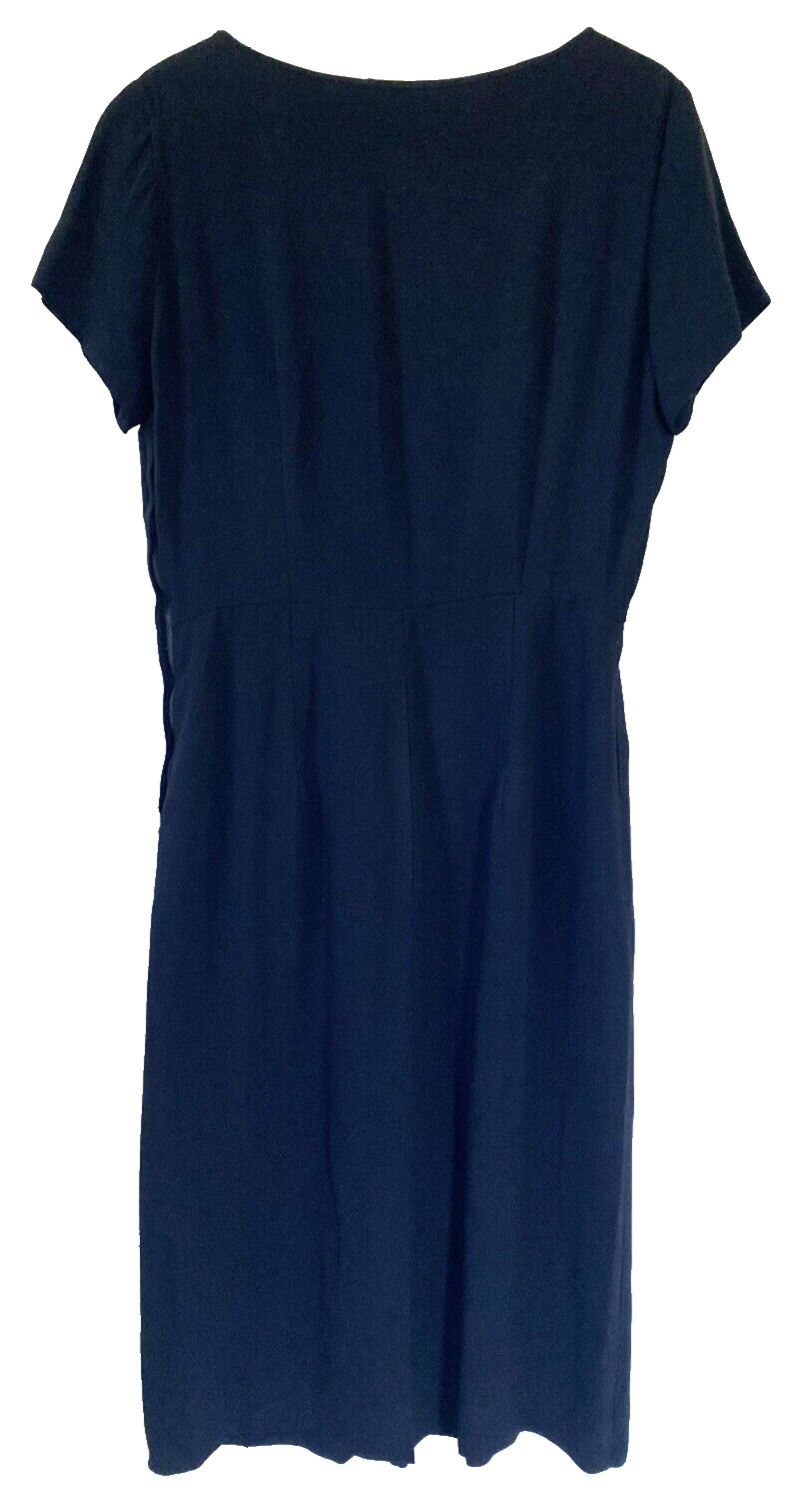 Vtg 40s 50s Ann Kauffman Black Dress Rhinestone Flower Cocktail Party Midi