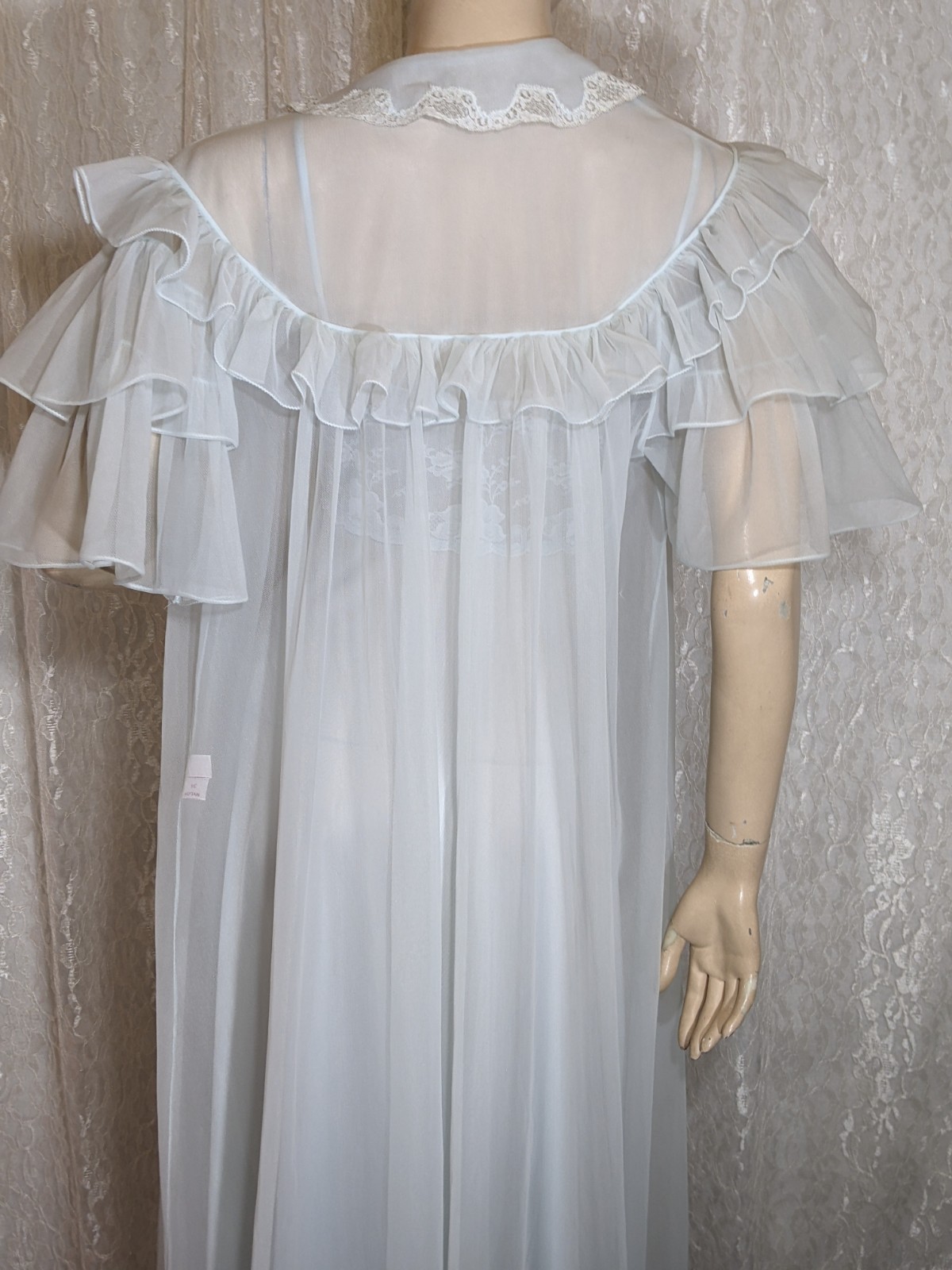 VTG Luxite by Holeproof Ruffle Sleeves Peignoir Robe Bonus Lingerie Nightgown M