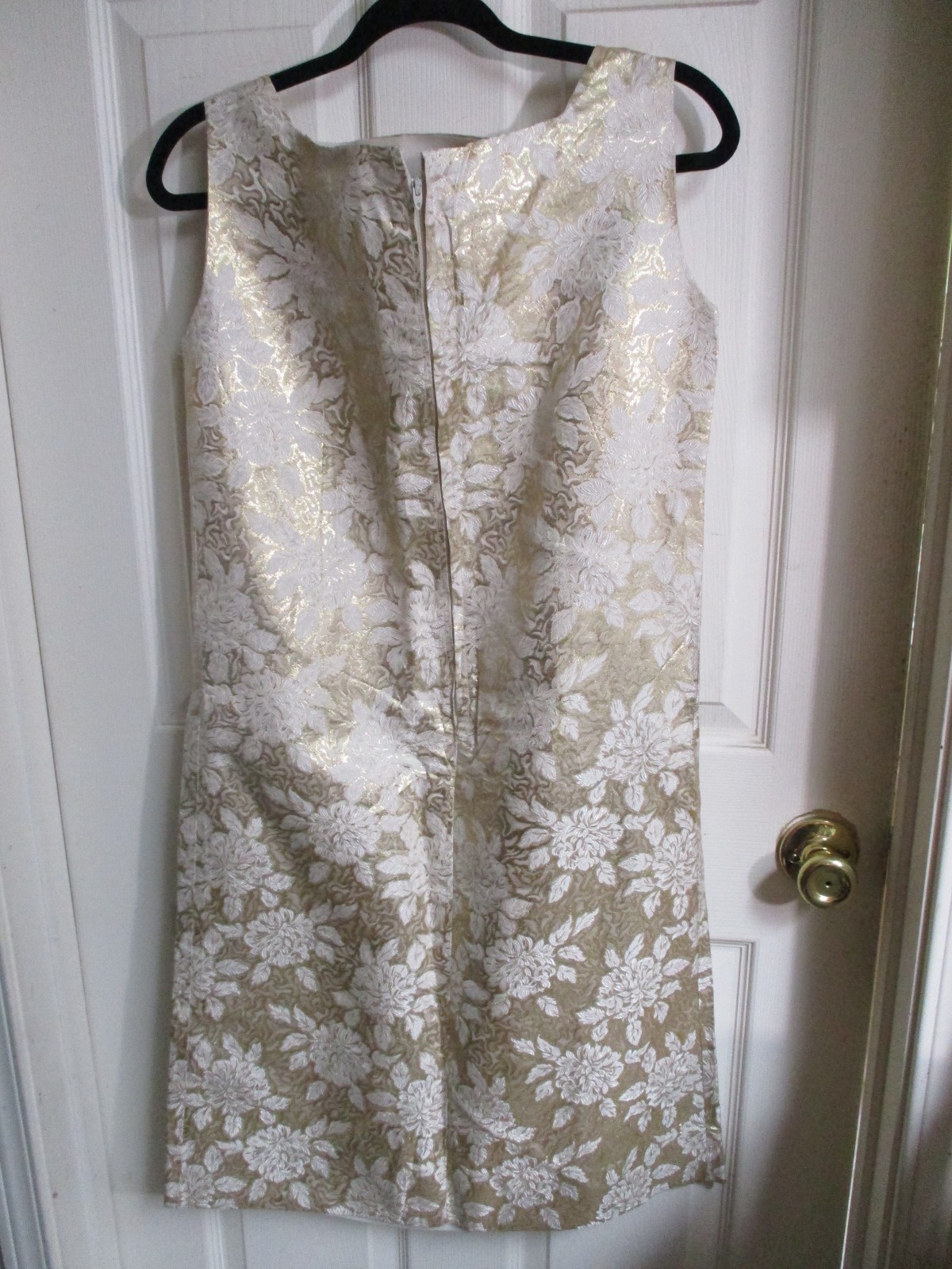 Vtg 1960s Gold Lamé Brocade Bombshell Wiggle Cocktail Dress Hand Made – M