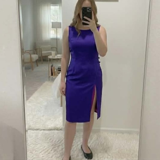 100% Silk Patrick Petite Dress Size 10 Round Slit Vintage Flow Embroidery