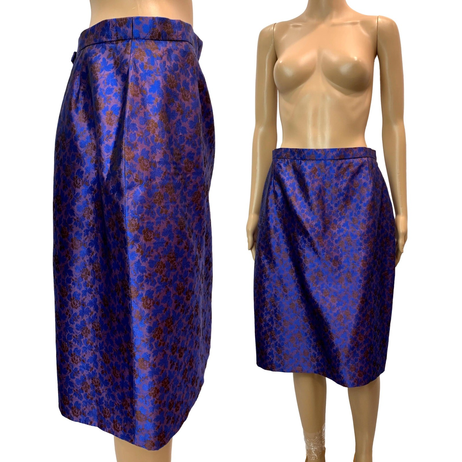 Vintage Christian Lacroix Silk Jacquard Pencil Skirt France FR 44