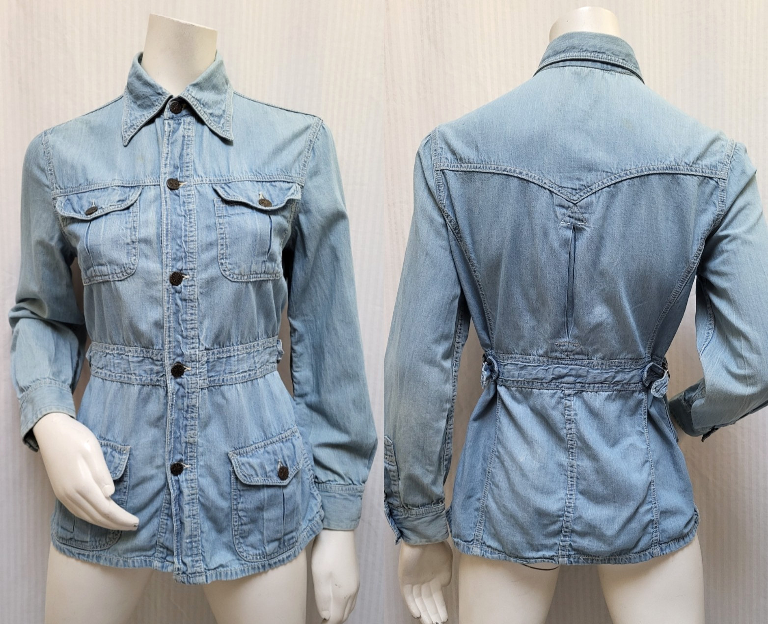 Vintage 1970&rsquo;s Brittania Sportswear Chambray Denim Jean Shirt Jacket – Size M