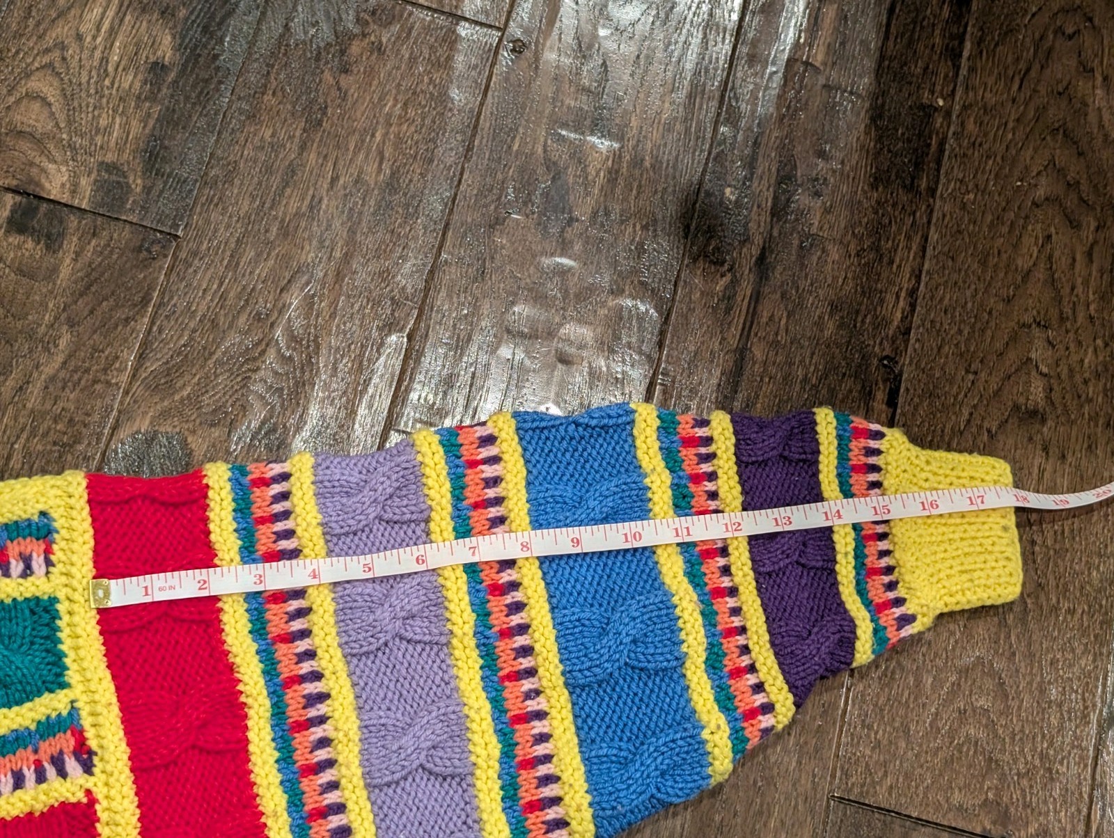 Vintage Handmade Rainbow Chunky Cable Knit 90s Kidcore Sweater Coogi Style Notag