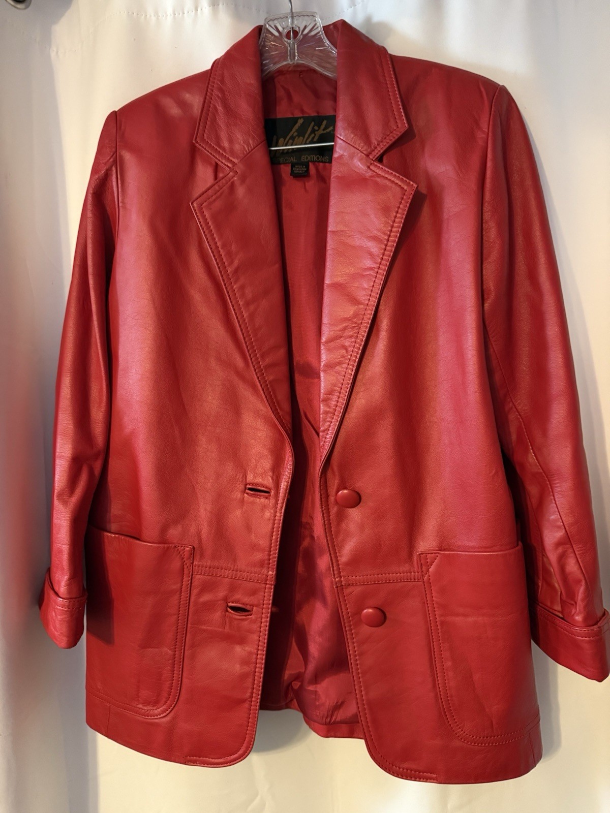 VTG Winlit Special Edition Red Leather Blazer Jacket Women’s Size P/S (A135)