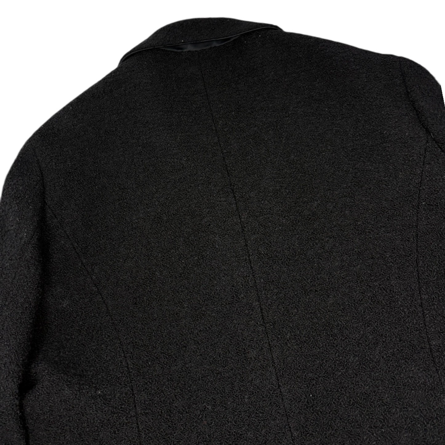 CHANEL Vintage CC Mark Logo Gold Button Jacket Black Wool Silk Pockets