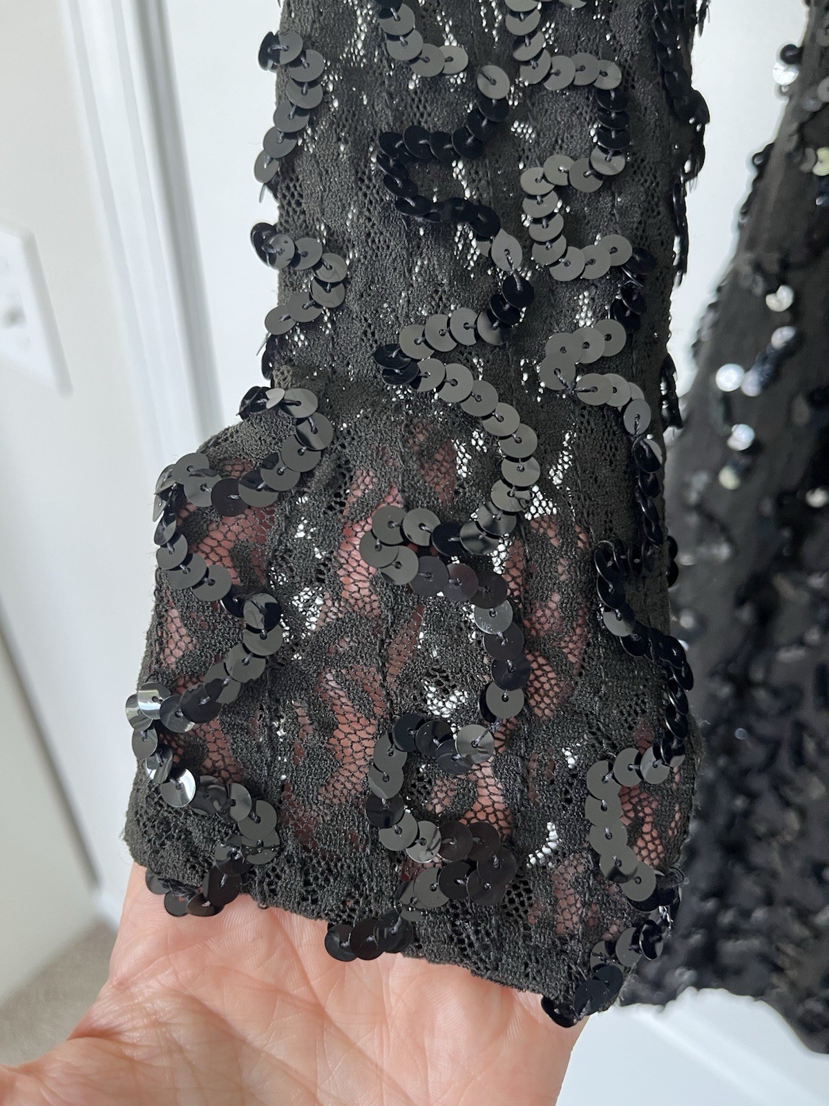 black vintage LA Glo long-sleeve sequin dress size 7/8