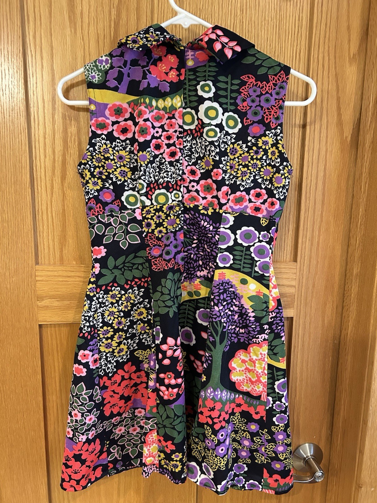 Vintage Psychedelic 60s 70s Floral Micro Mini Dress Groovy Trippy Baby Doll