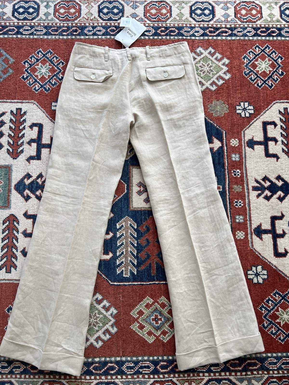 New VTG Ralph Lauren Sport Womens Linen Pants Wide Leg Low rise Sz 6 Beige