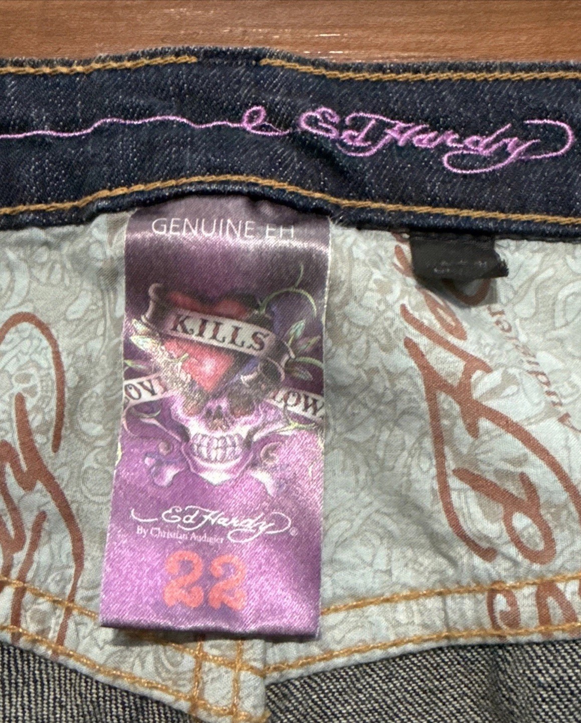 Vintage Ed Hardy Love Kills Slowly Distressed Jeans Size 22 See Description