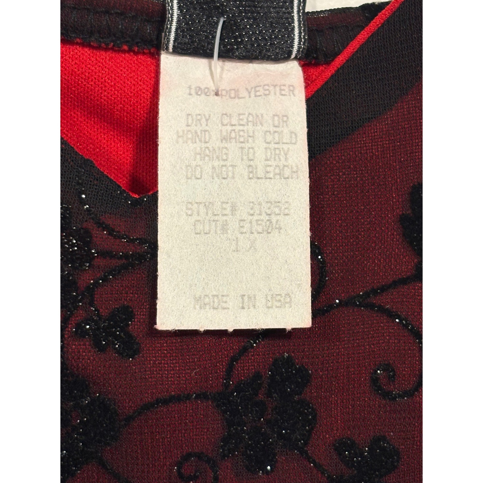 Chesley Red/Black Floral Slip Dress Women&rsquo;s XL Vintage Y2K Evening Cocktail