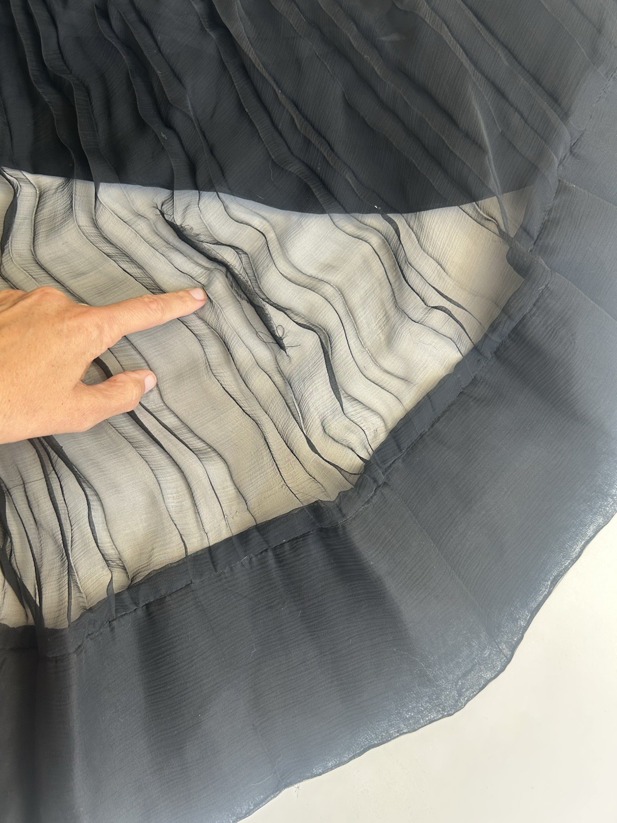 Vintage 50s M Silk Chiffon Sheer Pleated Evening Dress Sexy Full Circle