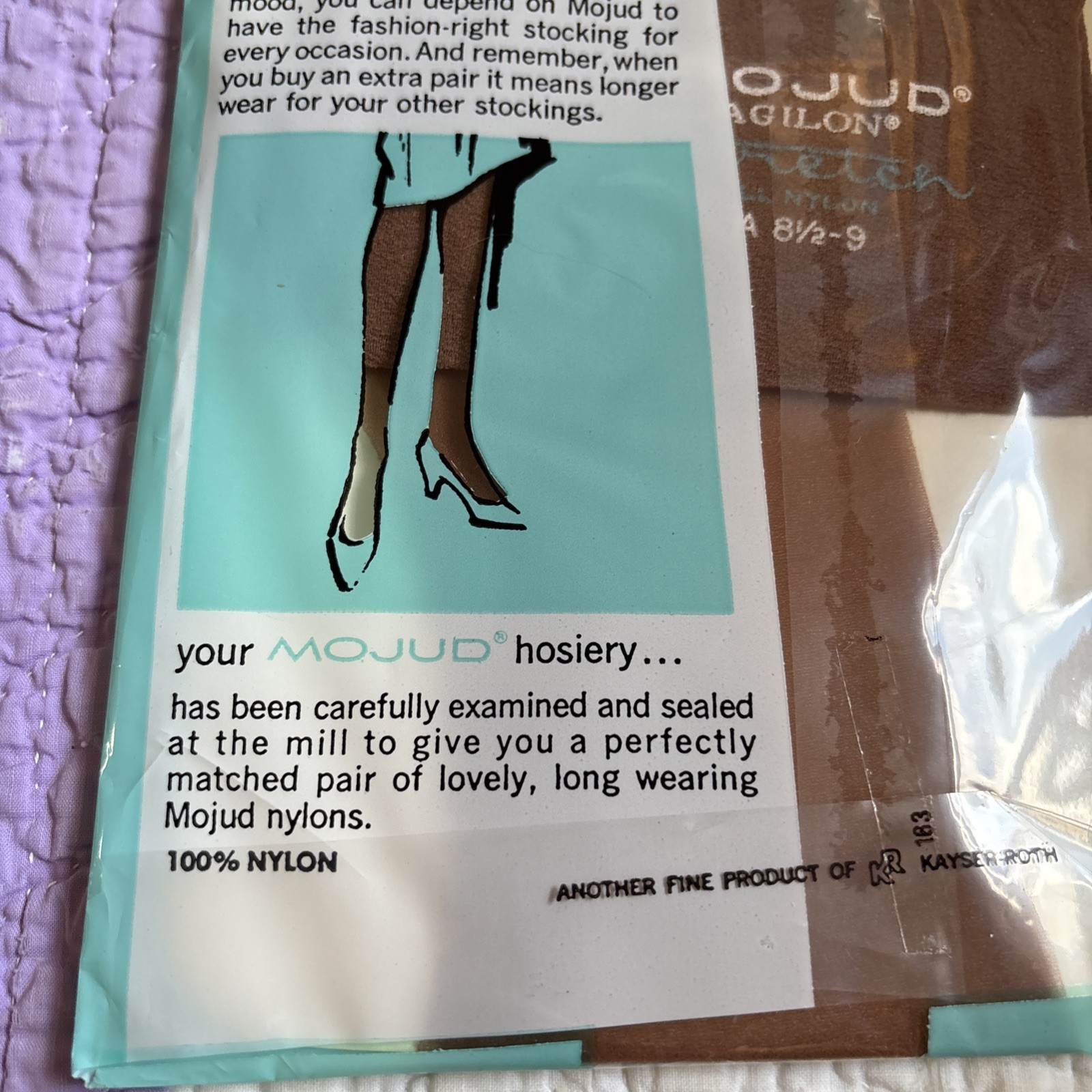 Two Pair NOS MOJUD Seamless Stretch Stockings Hosiery Desert Tan Style A 8 1/2-9