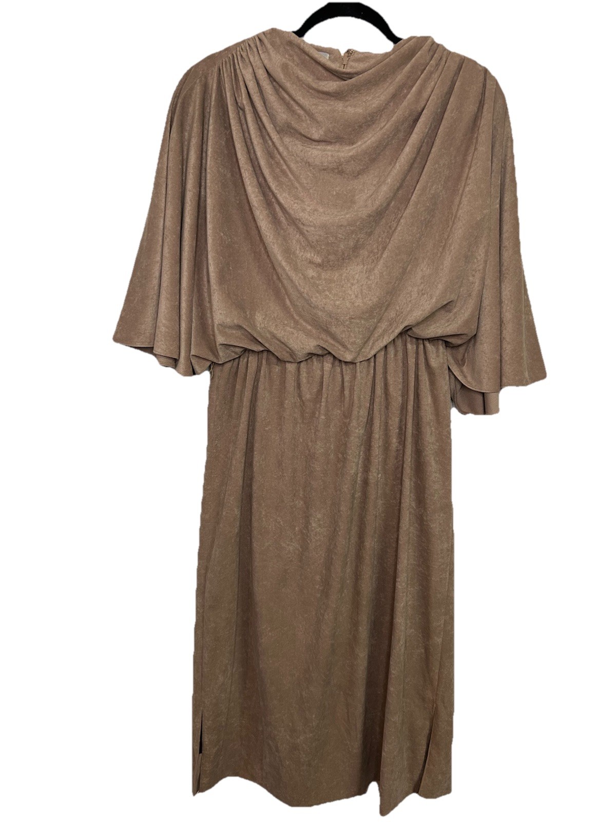 VTG Western Tan Suede Draped Midi Length Dress NARDIS OF DALLAS S/M