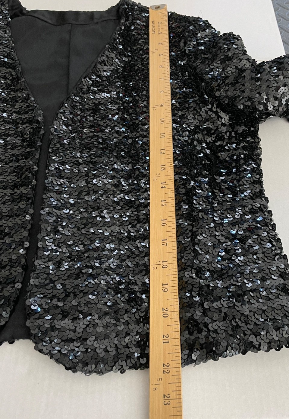 Vintage Black Sequin Open Jacket M/L Party Formal Cocktail