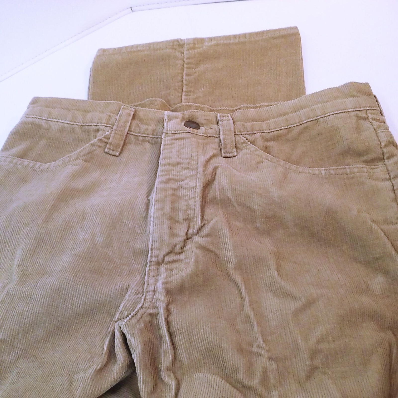 Vintage 70s-80s Sears Trim Fit Corduroy Pants 34-Long Western Bootcut Flare Tan