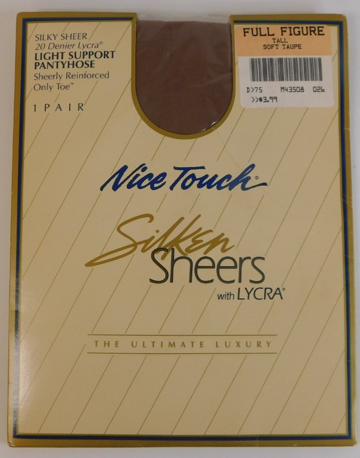 Nice Touch Silken Sheers Full Figure TALL Soft Taupe 20 Denier Lycra Pantyhose