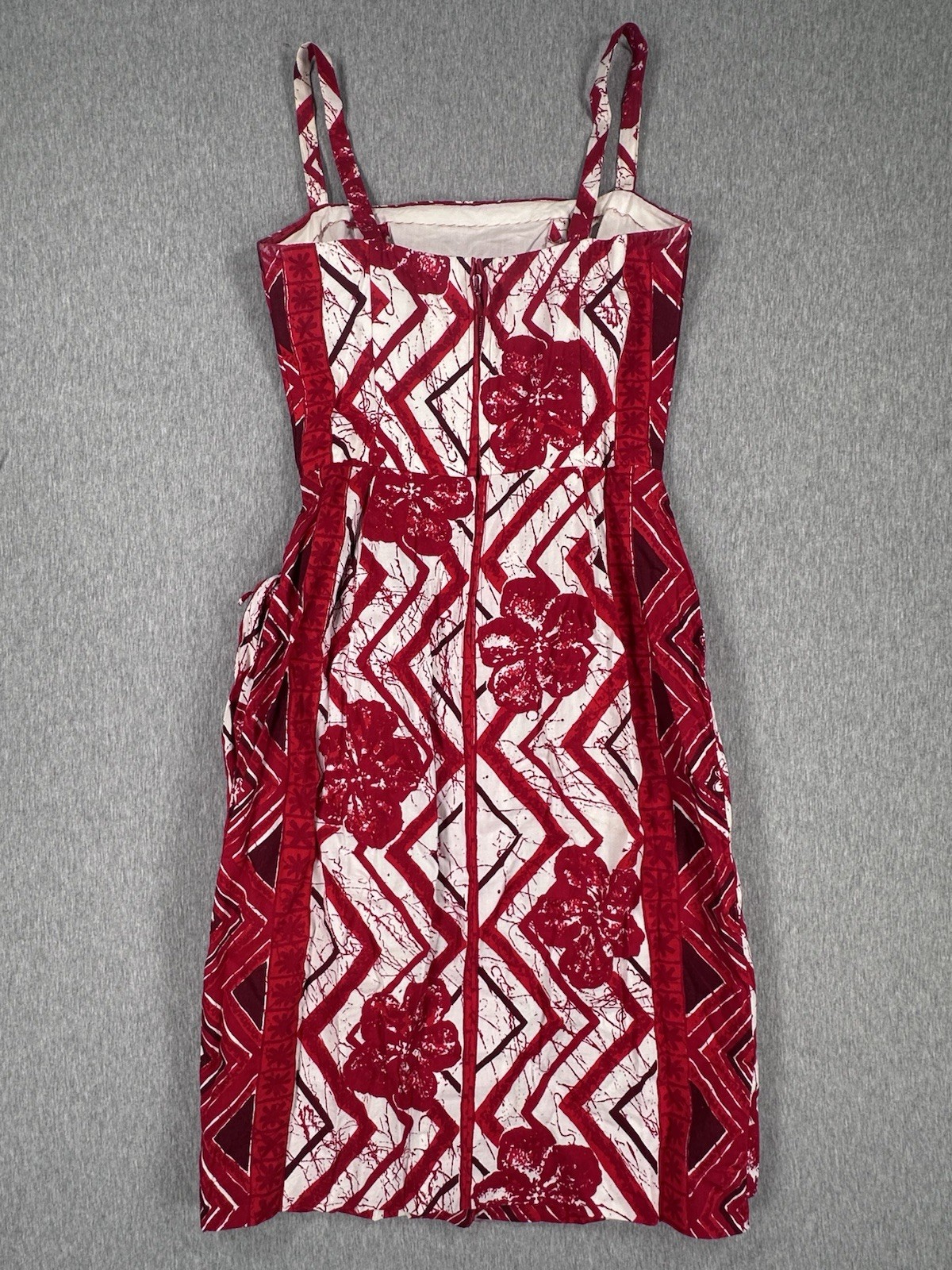 VINTAGE 50&rsquo;s Hawaiian Red White Cotton Sarong Dress Pin Up VLV Retro Rockabilly