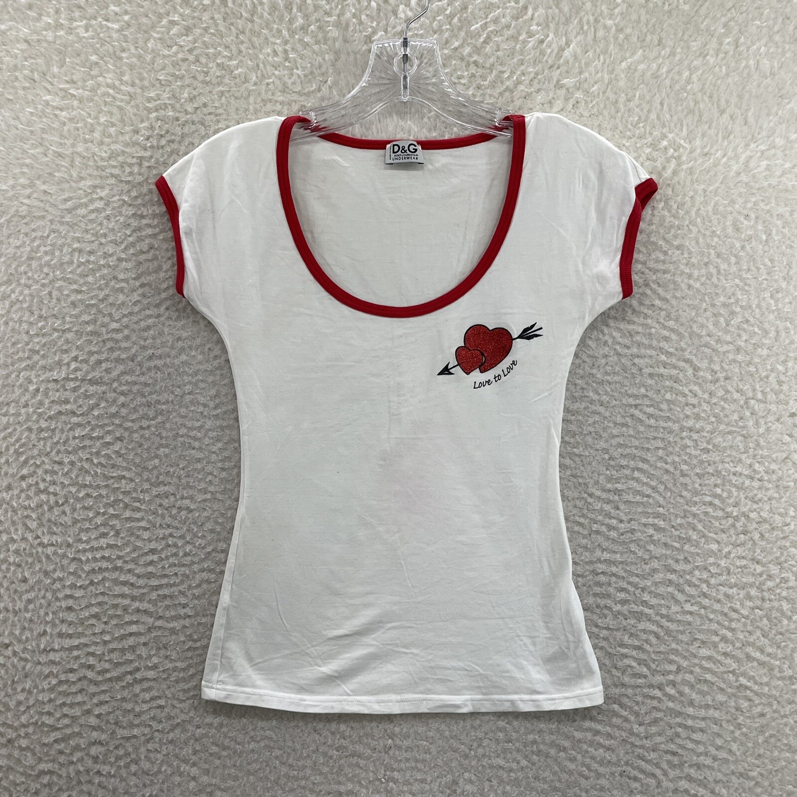 Vintage Dolce & Gabbana D&G Top Shirt Heart Love Scoop Neck Cyber Fairy Grunge
