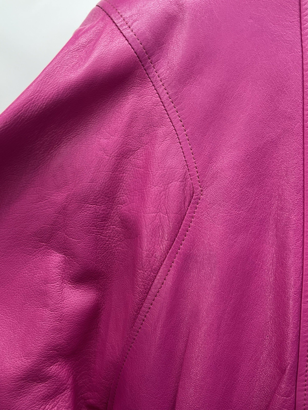 Vtg 80s La Nouvelle Renaissance Hot Pink Leather Jacket Sz M Rockabilly