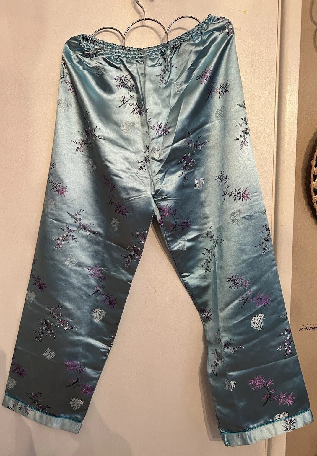 VTG Chinese EveningLoungewear Pajama Set Top & Matching Pants Size Medium 1950s