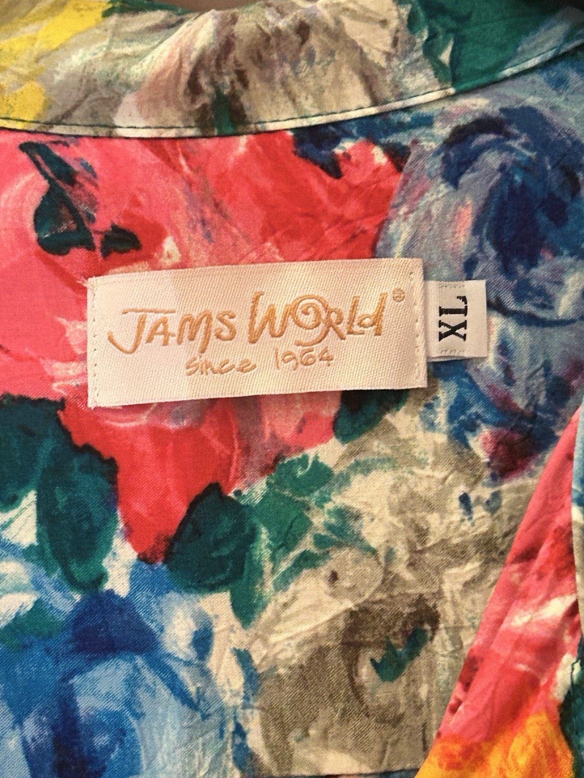 Vtg 90s NWT Jams World Bright Floral Parfait Watercolor Short Sleeve Shirt SZ XL