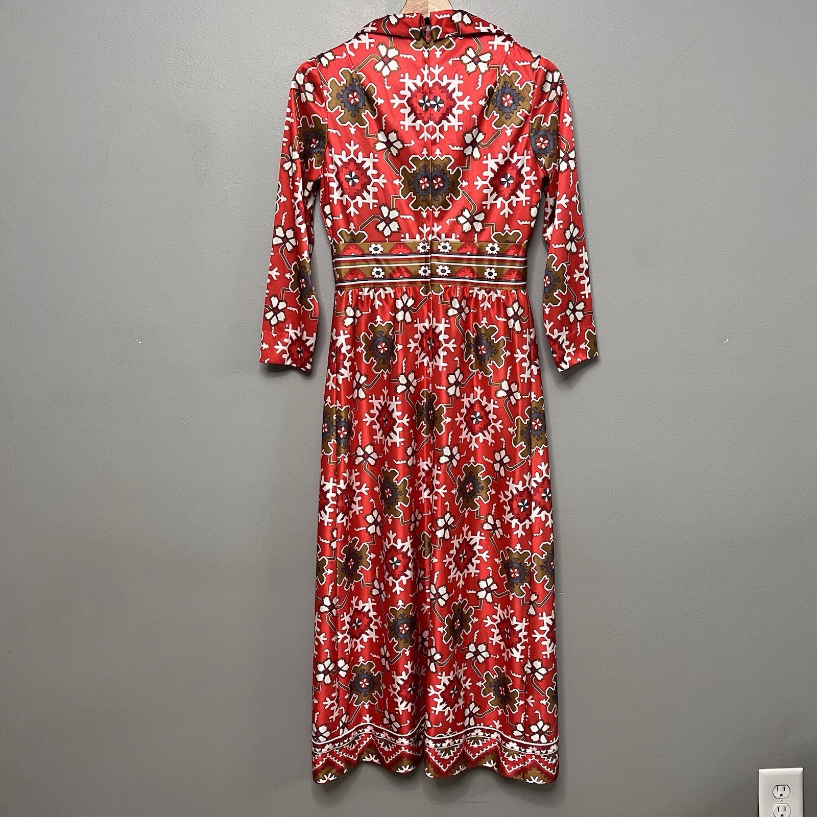 VTG 60s Emilio Pucci? Lord & Taylor Snowflake/Geometric Print Long Dress Size 11