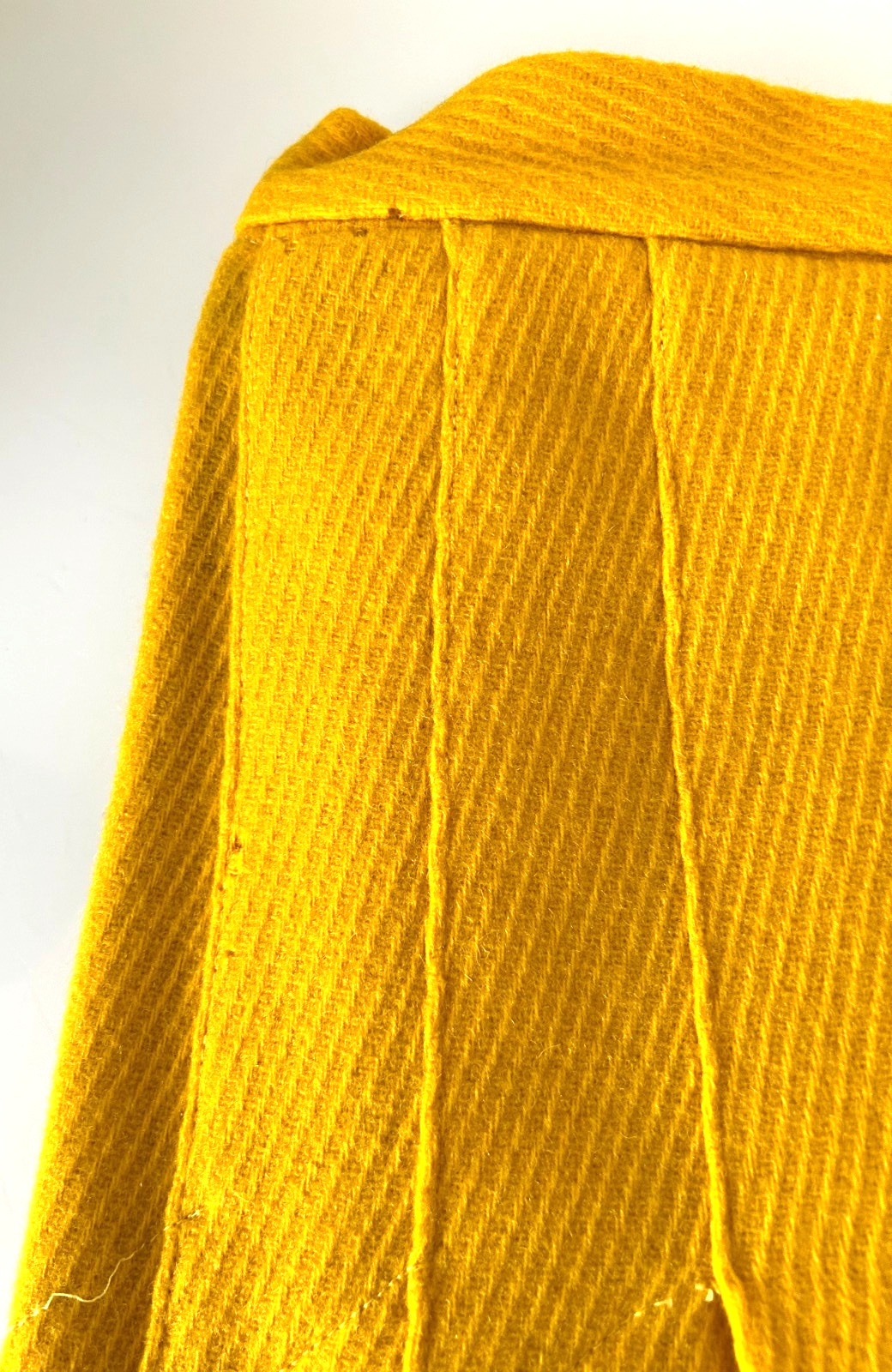 60s Wool Skirt & Cape Set Size Small Yellow Ribbed Lined Covered Button Placket