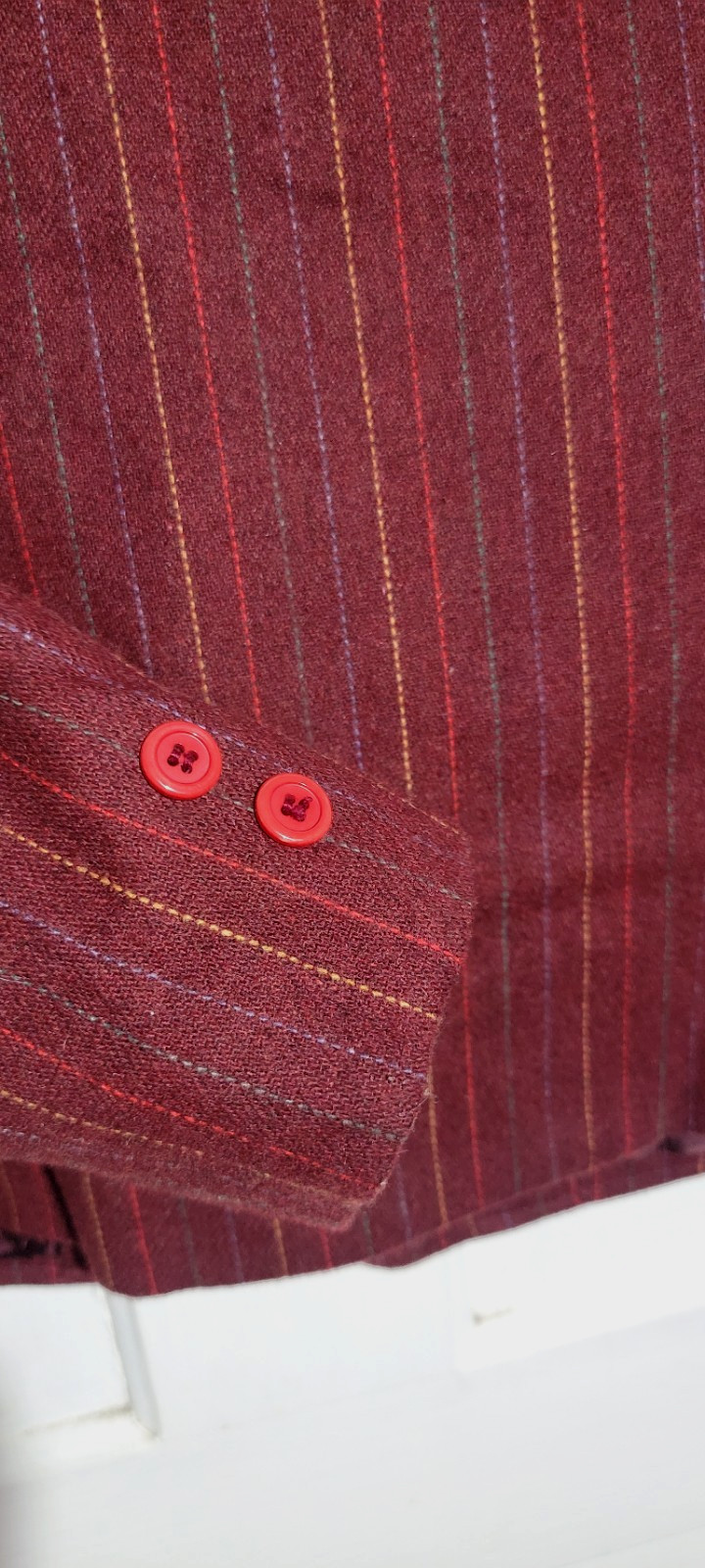 70s VTG Tailored Burgundy Pinstripe Blazer Jacket Wool Lined Pockets M Boss Lady