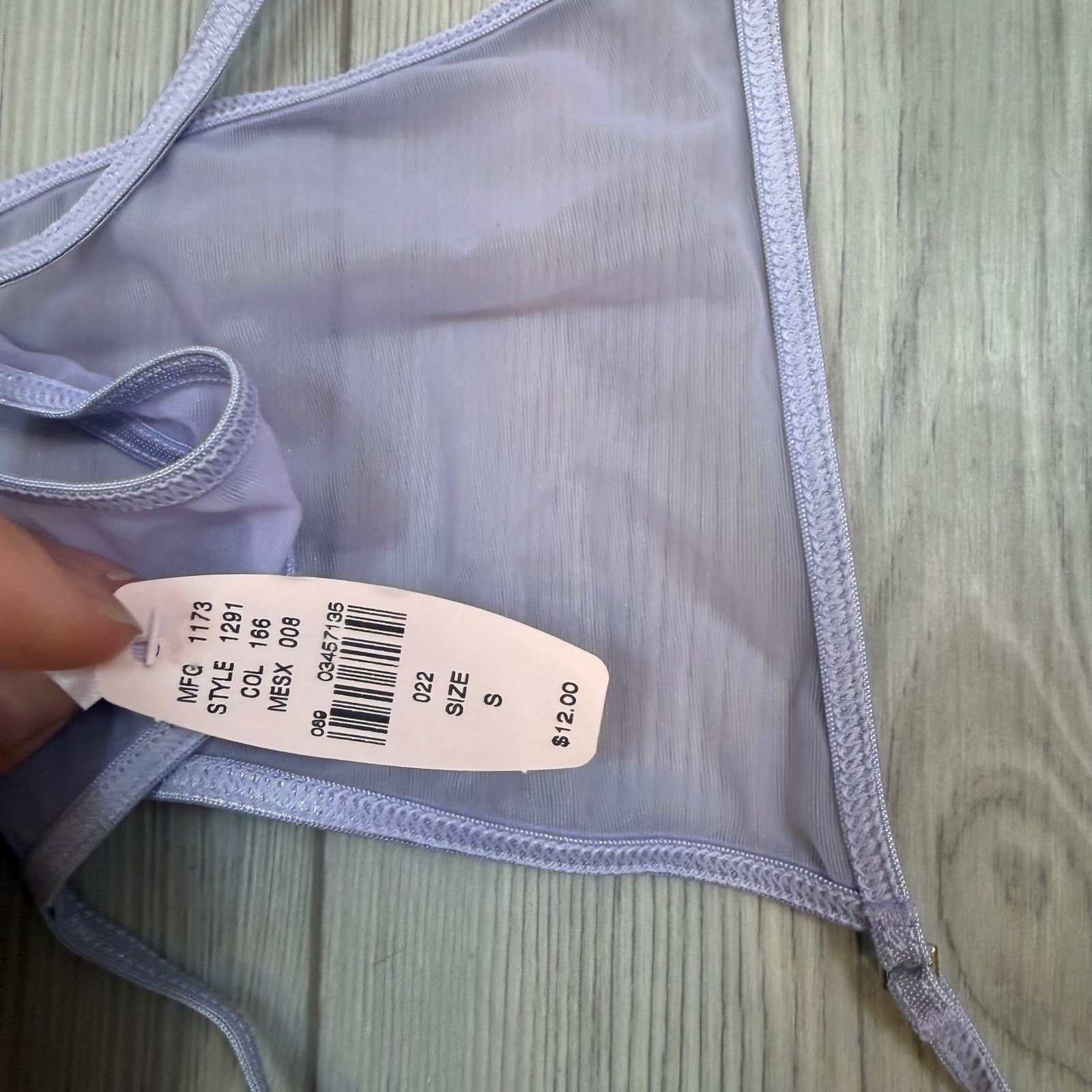 Vintage Victorias Secret V-String Thong Lavender Purple Sheer Mesh Y2K NWT Small
