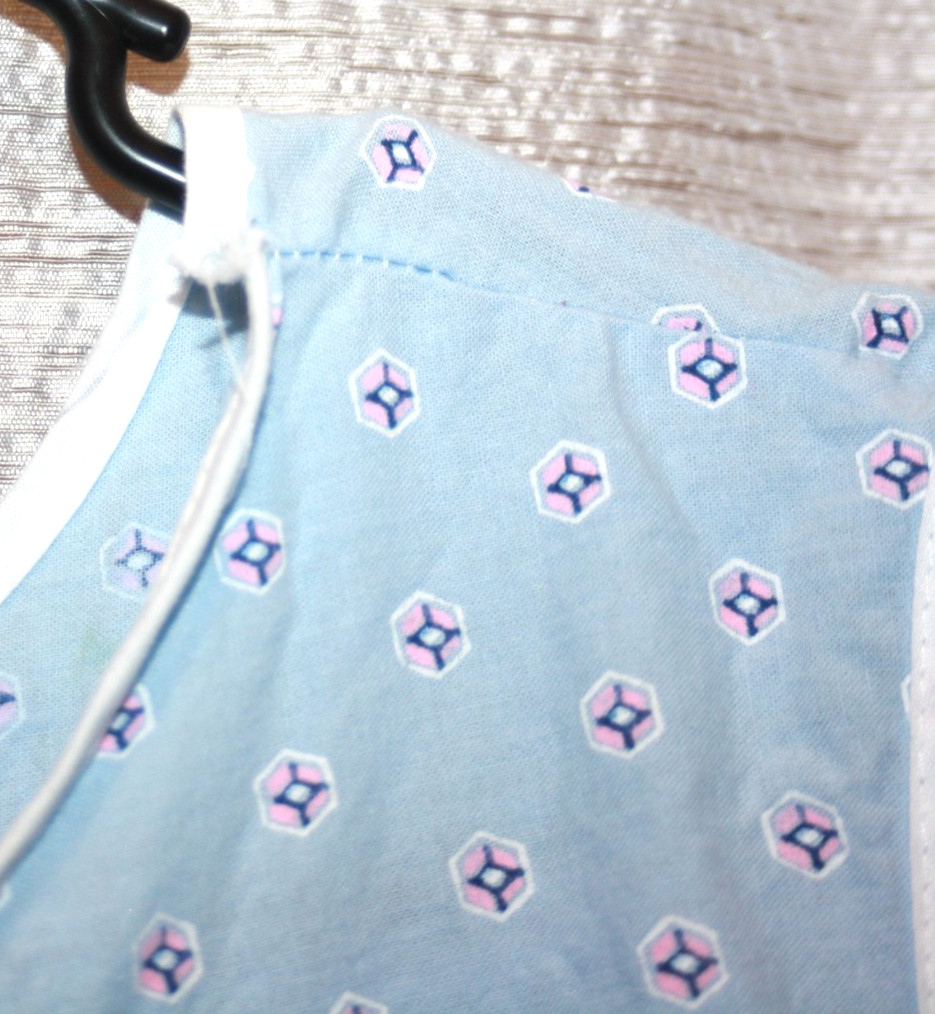 Women&rsquo;s Blue Housedress Lounger Duster w Pocket Vintage sz L 19&Prime;x36.5&Prime; NWOT