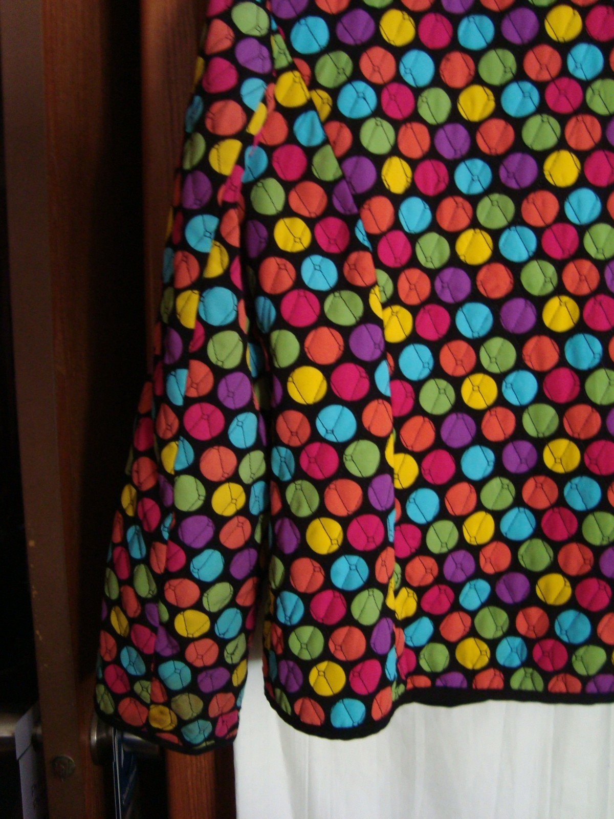 Vintage RQT ART TO WEAR Jacket*Multi Color « Baseball »Polka Dots*XL*Lined*Quilted