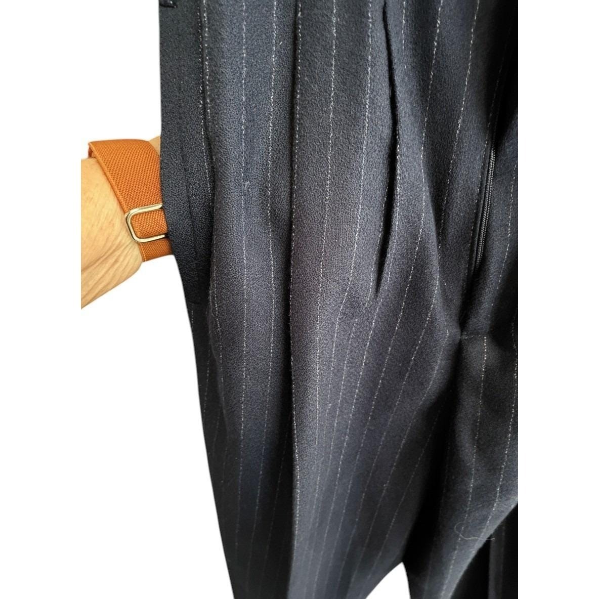 VTG Giorgio Sant&rsquo;Angelo 100% Wool Pinstripe Trousers Navy Blue 70s Academia sz 6