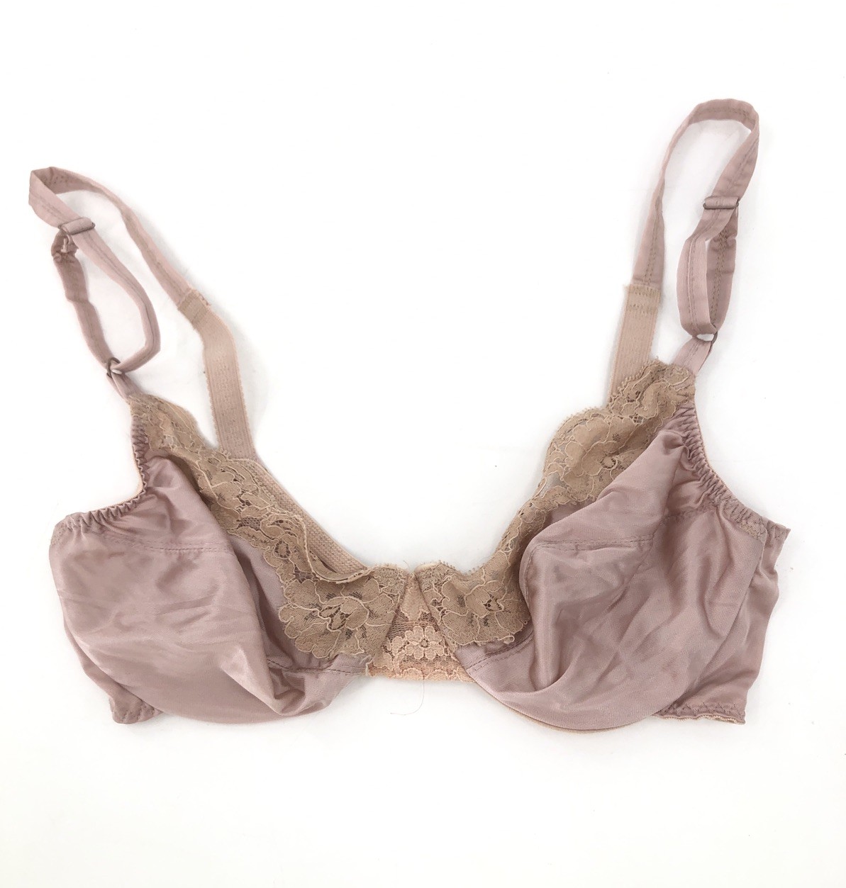 Vintage Pink Mauve Satin Lace Underwire Bra 32C Vassarette Whimsy Sissy