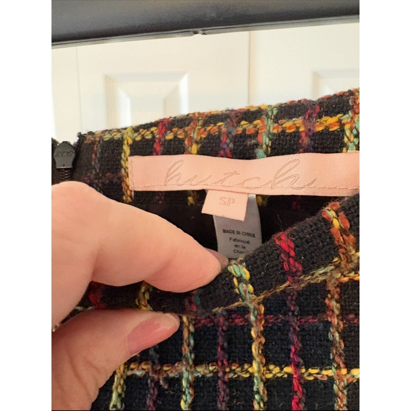 Anthropologie Hutch Tweed Windowpane Skirt Size SP Mini Plaid Old Money