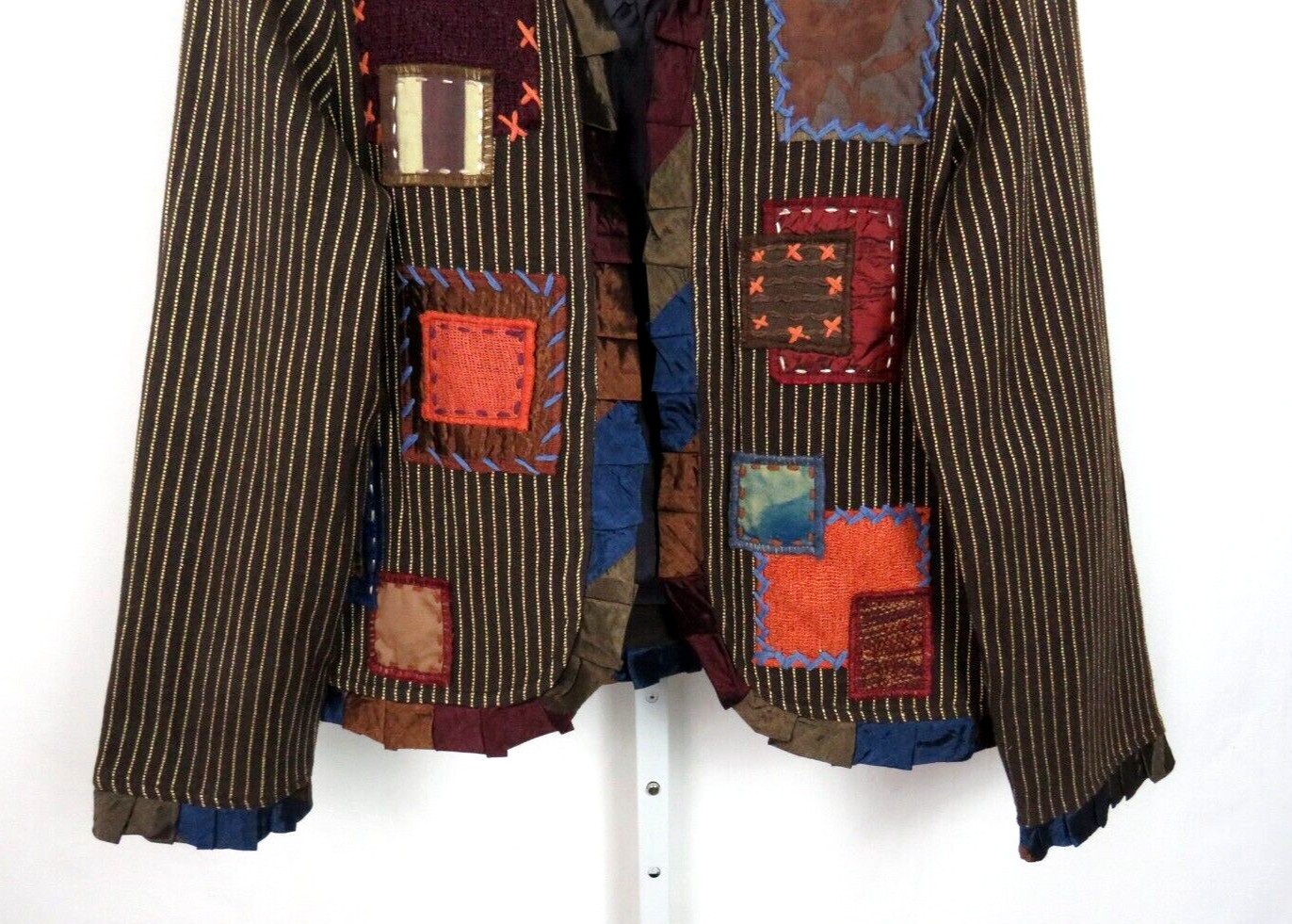 VTG 1990s 2000s SHARON ANTHONY BY CRYSTAL STRIPED PATCHWORK JACKET SIZE MEDIUM