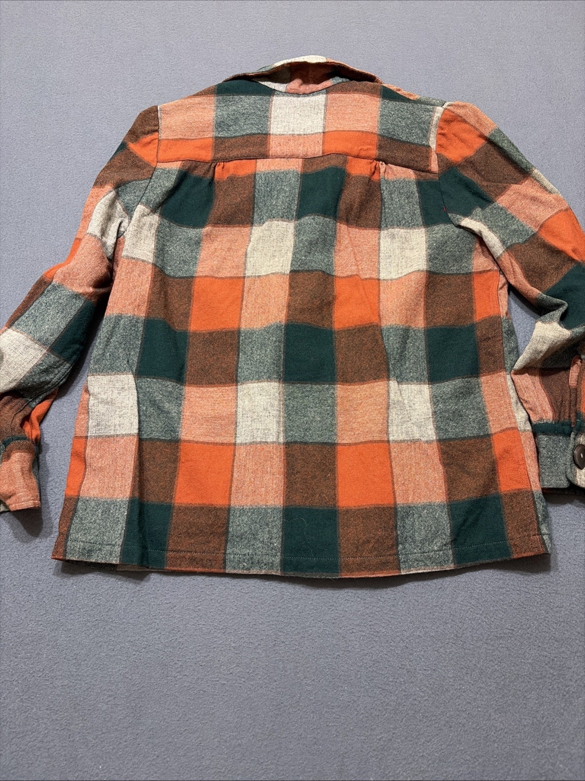 Vintage 50s Pendleton 49er Wool Rare Autumn Orange Green Plaid Chore Coat LG