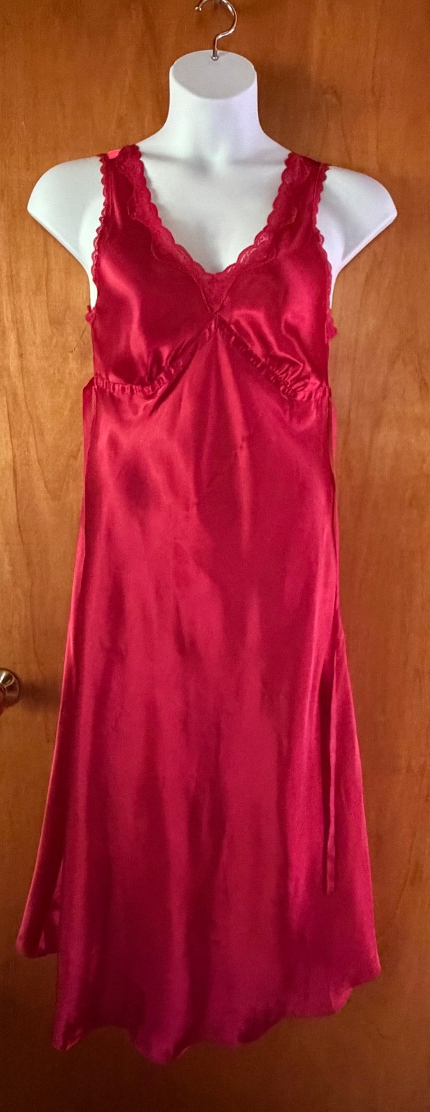 Vintage Enchanting Red Satin Nightgown Size Medium
