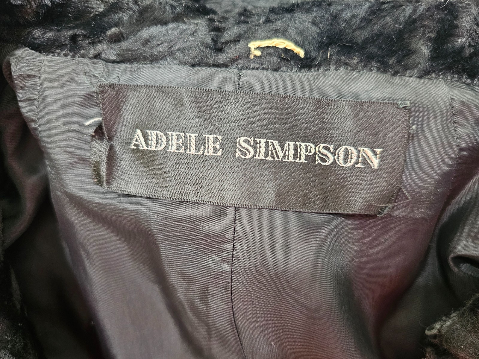 VTG 1960s Adele Simpson Womens Black Crushed Velvet Half Zip Coat Dress Sz. M