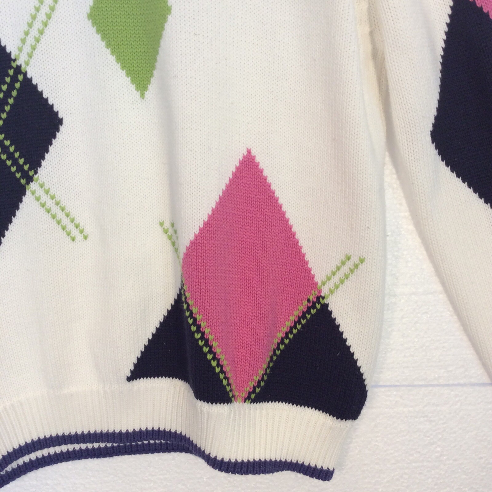 Vintage 80s Petite Sophisticate Medium Collared Sweater Argyle Preppy