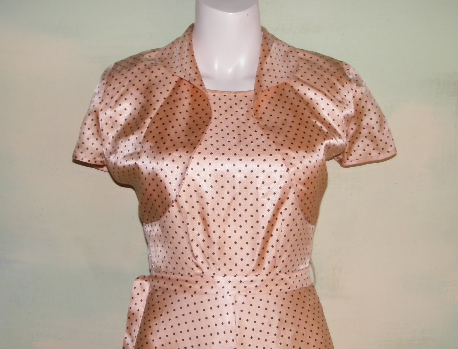 1950s Johara Swing Dress & Bolero Set, Shimmering Orange Faille, Swiss Dot VLV