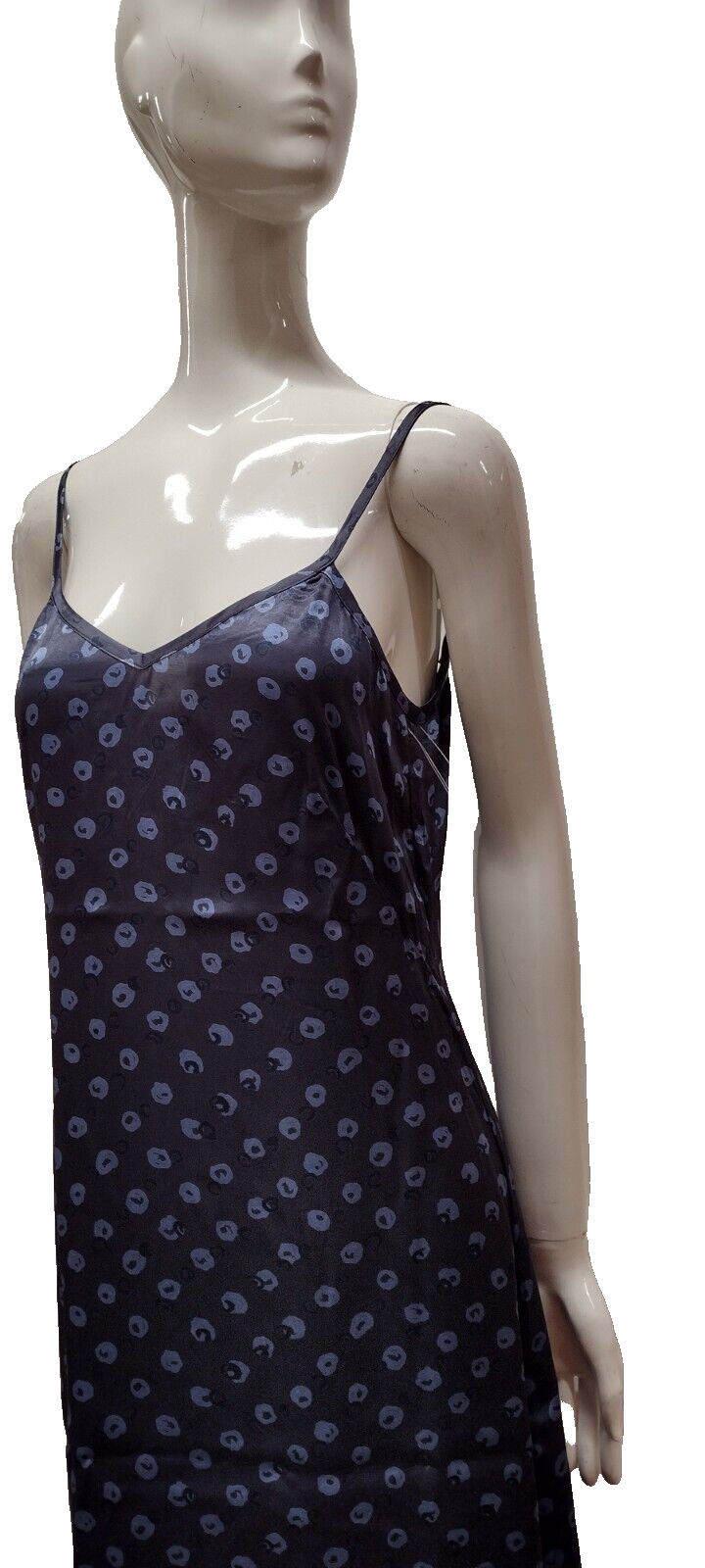 1990s BENETTON Maxi Dress Satin Blue Spaghetti Strap Grunge Made in Italy