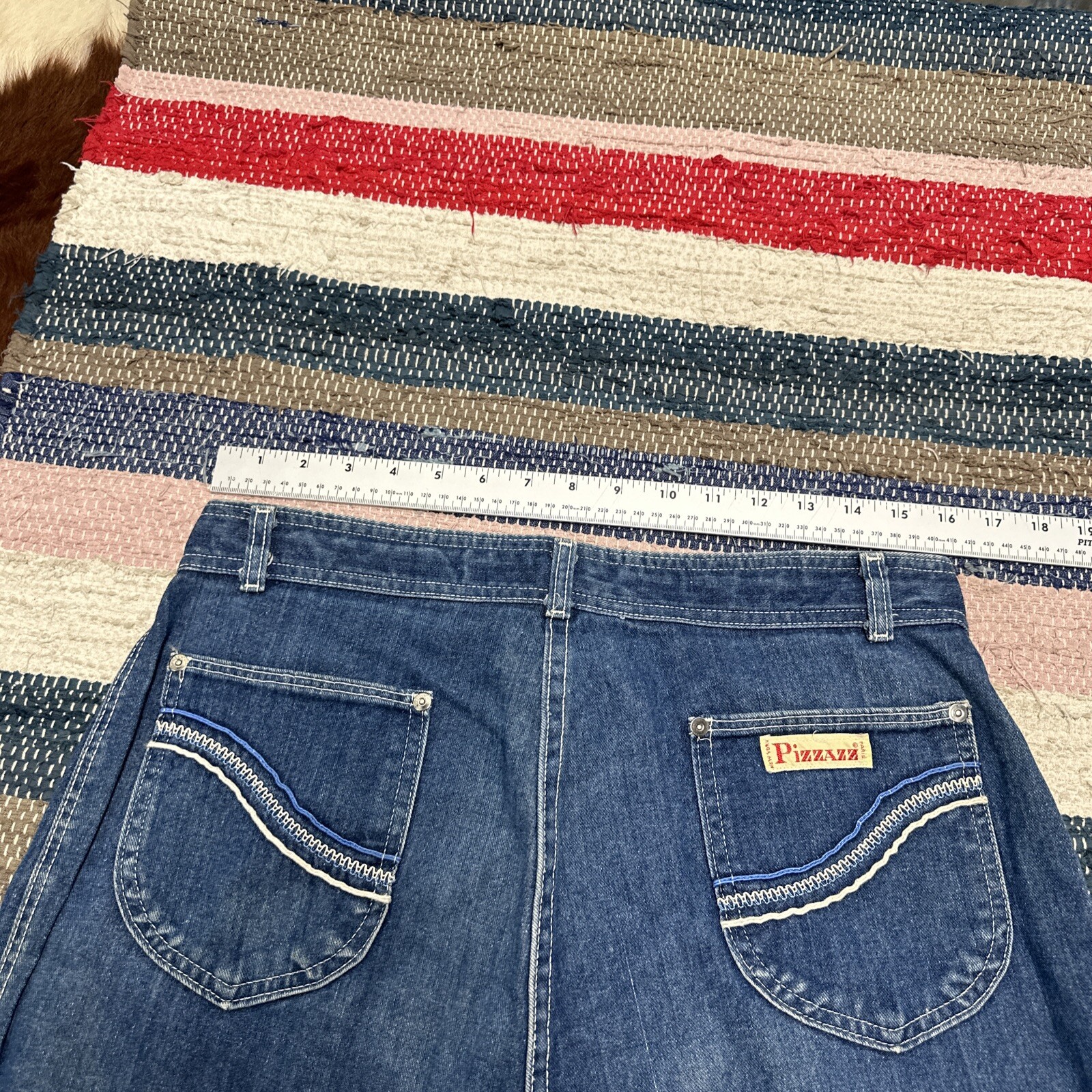 Vintage 1980&rsquo;s Pizzazz Jeans Womens SM High Waist Embroidered Paris NY 32×32&Prime;