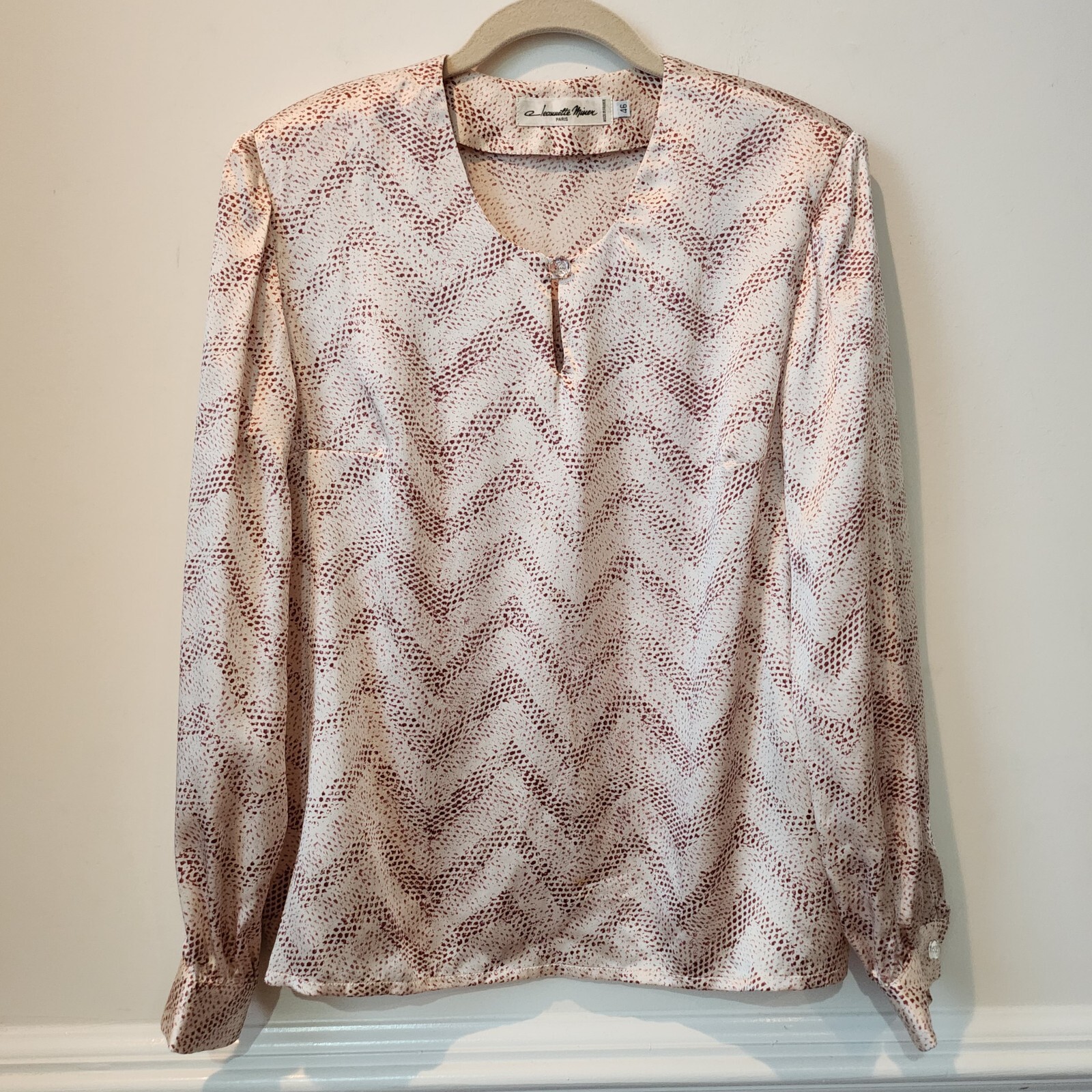 Vintage Jeannette Miner Paris 100% Silk Made in France Blouse 46