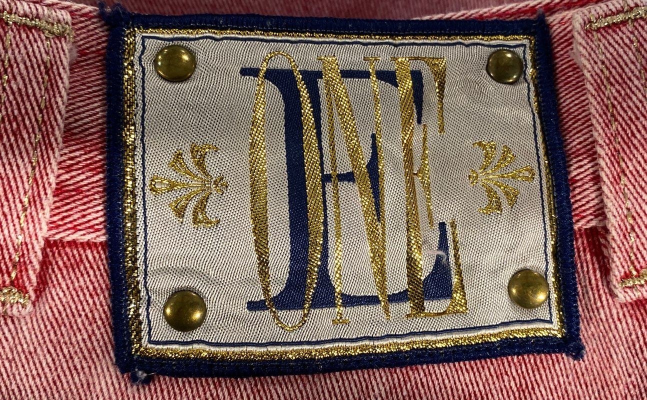 Vintage 90s Escada Margaretha Ley Women&rsquo;s Pink Gold Embroidered Jeans Sz 40 (28)