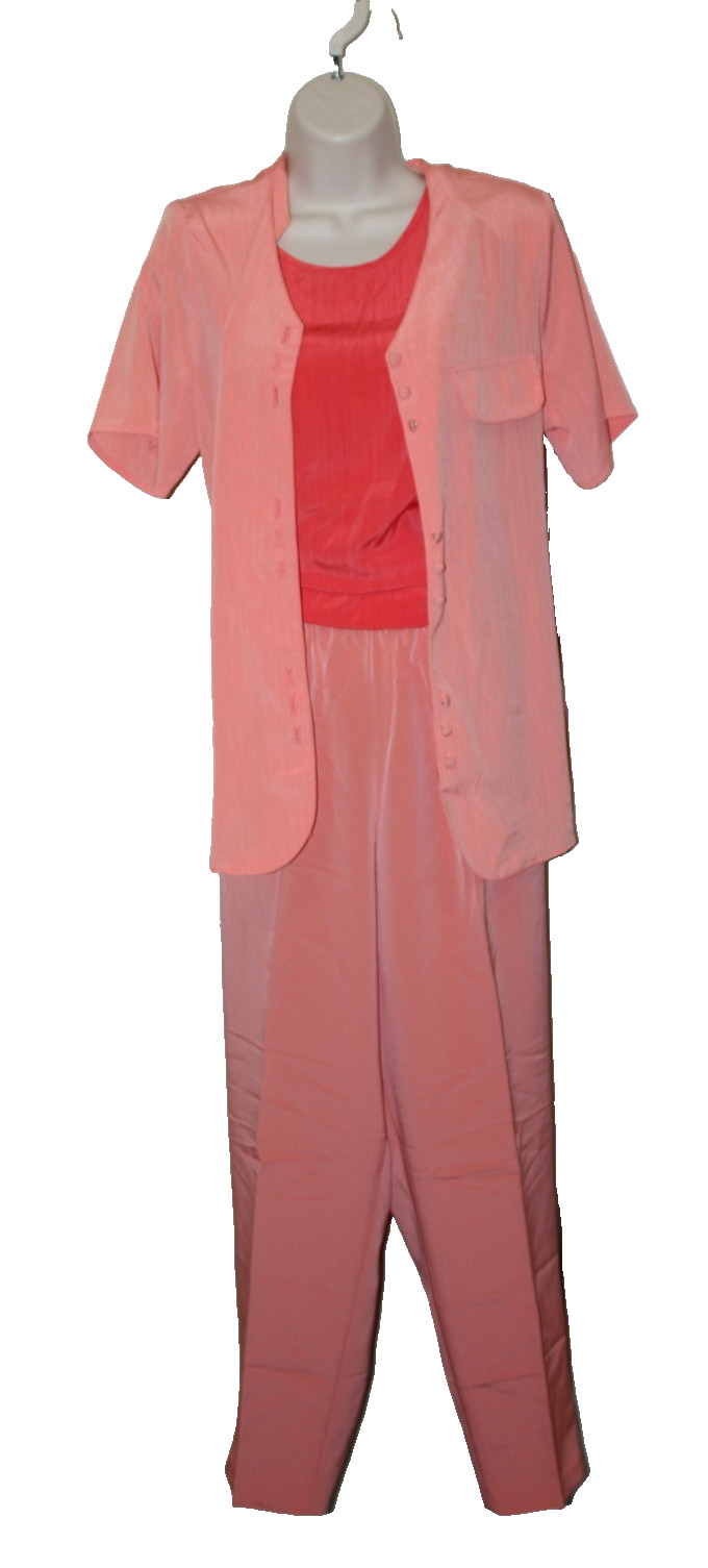 (3) Vintage 90s Granny Pants Outfit Maggie Sweet Sz MEDIUM Orange Shirts Salmon