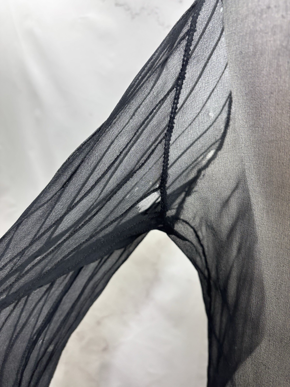 Antique 1920s Black Sheer Silk Chiffon Drop Waist Dress Art Deco Glam Vintage M