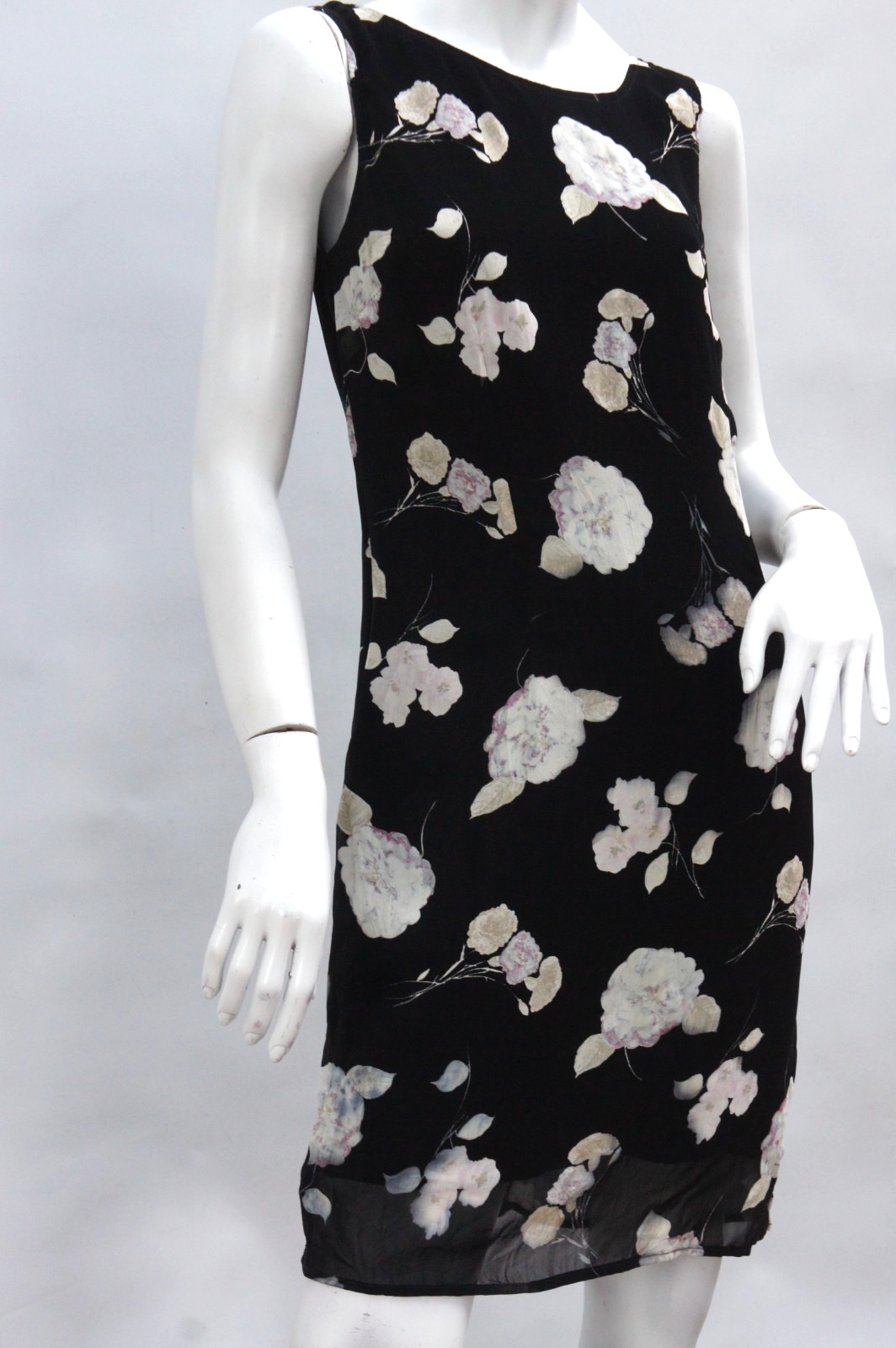 Vintage 90s Floral Print Black Dress by Petite Sophisticate Made In Italy