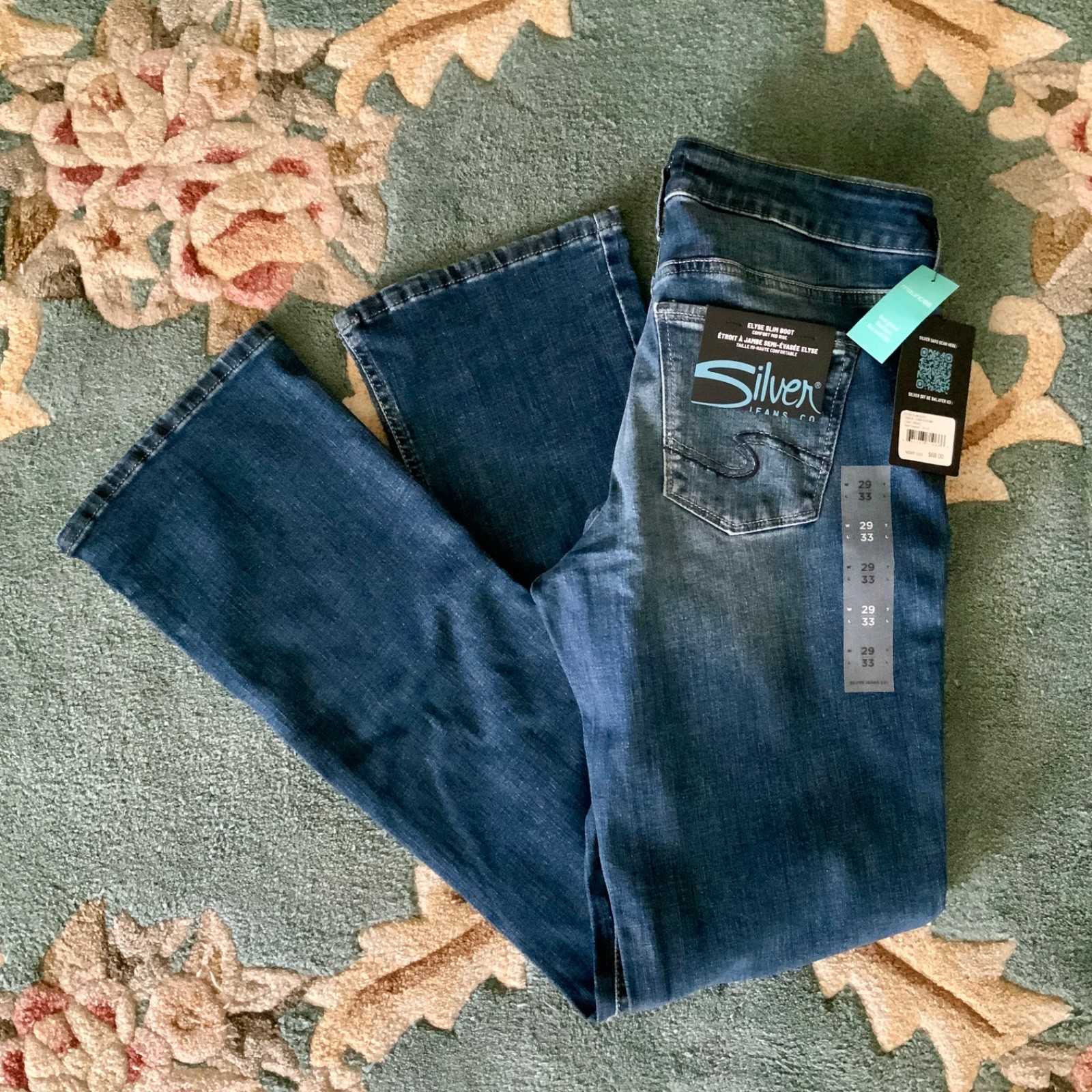 Women&rsquo;s Silver Blue Jeans indigo Elyse Slim Boot 29/33 Regular NWT